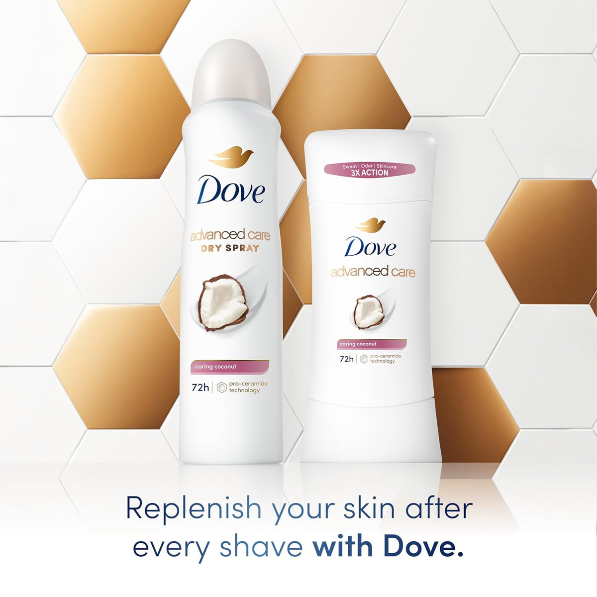 Dove Advanced Care Antiperspirant Caring Coconut, 2 Count Deodorant Stick for Women, for 48 Hour Protection And Soft And Comfortable Underarms, 2.6 oz
