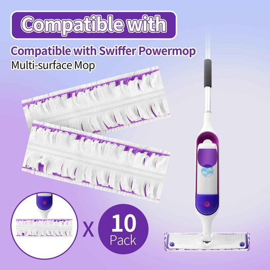 10 Pack Disposable Power Mop Pads for Swiffer Power Mop Pads, Compatible with Swiffer Power Mop Refills, Unscented Spray Replacement Floor Cleaning Refills for urface/Hardwood Floor Cleaning