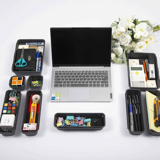 15 PCS Interlocking Desk Drawer Organizer Separator for Office,Bathroom,Kitchen,Makeup(Black)