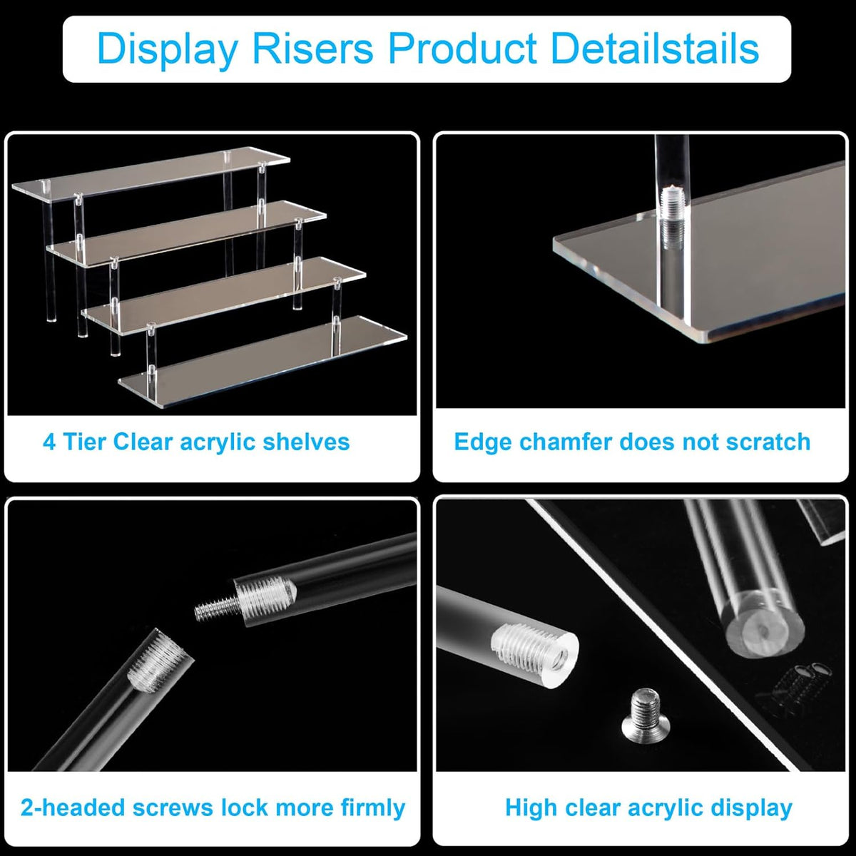 4 Tier Clear Acrylic Perfume Organizer Stand for Display & Storage