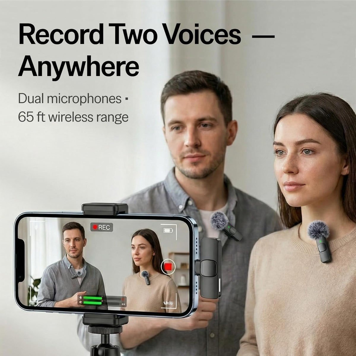 Mini Mic Pro (Latest Model - Wireless Mini Microphone for iPhone, iPad, Android - 2 Pack Lavalier Microphone for Video Recording - iPhone Mic Crystal Clear Recording with USB-C for Content Creators