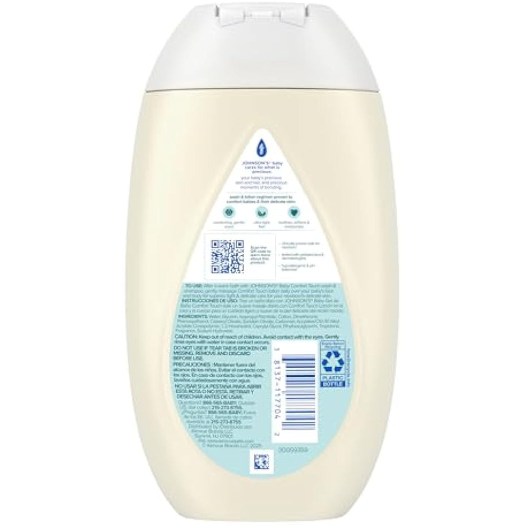 johnsons baby comfort touch newborn baby face body lotion, 13.6 fl oz, hypoallergenic, paraben-free, new baby essentials