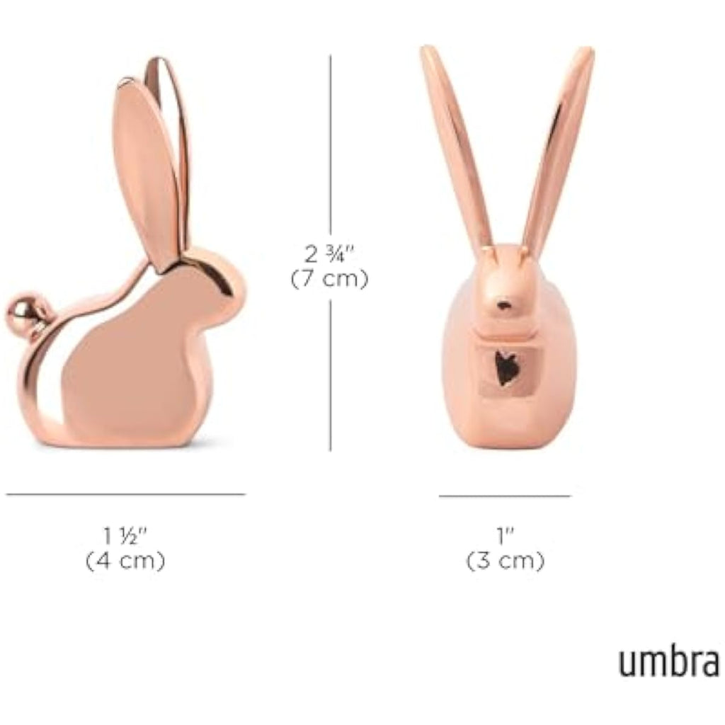 Umbra Anigram Bunny Ring Holder in Copper Finish, Small, Compact, Modern Animal Shape