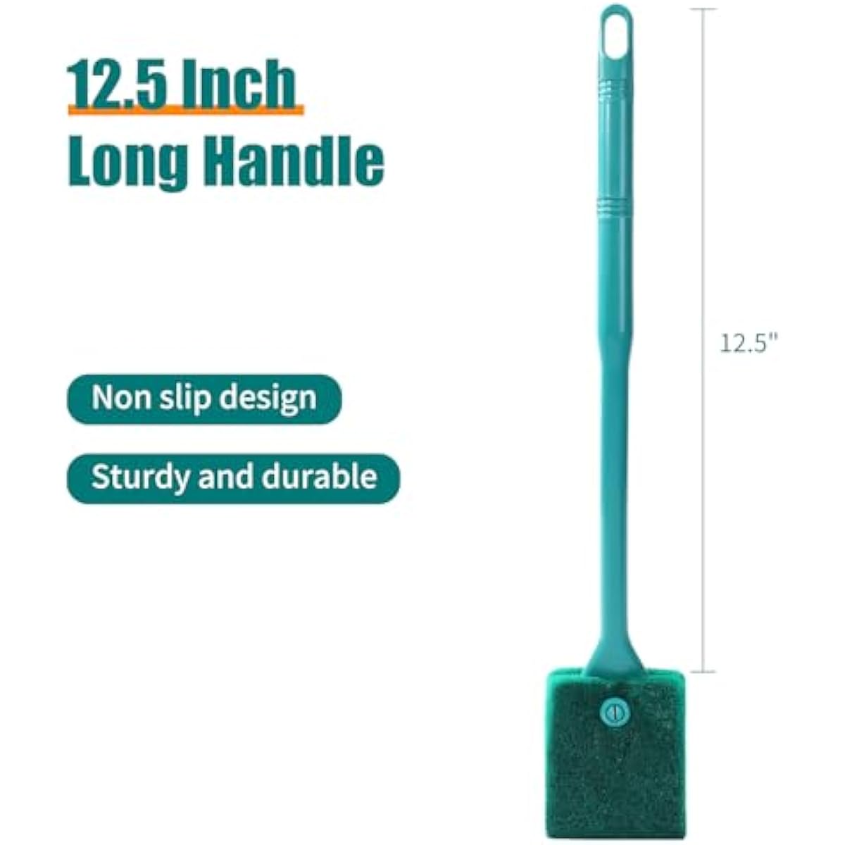 AQUANEAT Aquarium Double Sided Sponge Brush Algae Scraper with Long Handle for Glass Tanks