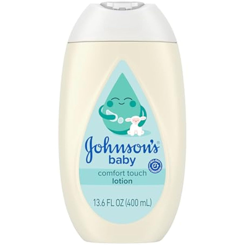 johnsons baby comfort touch newborn baby face body lotion, 13.6 fl oz, hypoallergenic, paraben-free, new baby essentials
