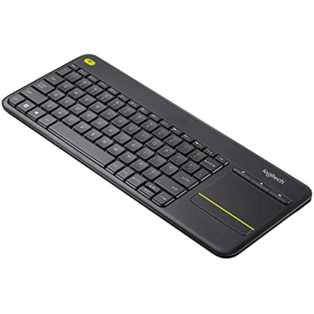 logitech k400 plus wireless touch tv keyboard with easy media control, htpc keyboard for pc-connected tv, android, windows
