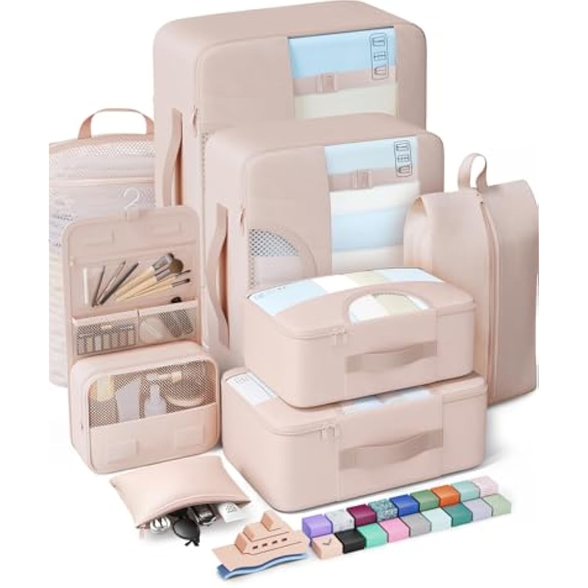 Veken 8 Set Packing Cubes, Cruise Ship Travel Essentials Accessories for Beach Vacation, Personalized Gifts for Women Mom Her, Suitcase Organizer Bags for Luggage with Hanging Toiletry Bag
