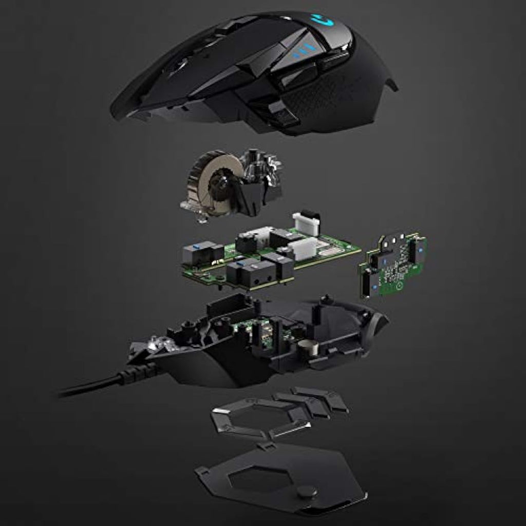 Logitech G502 Hero High Performance Wired Gaming Mouse with Hero 25K Sensor, RGB, Adjustable Weights, 11 Programmable Buttons - Black
