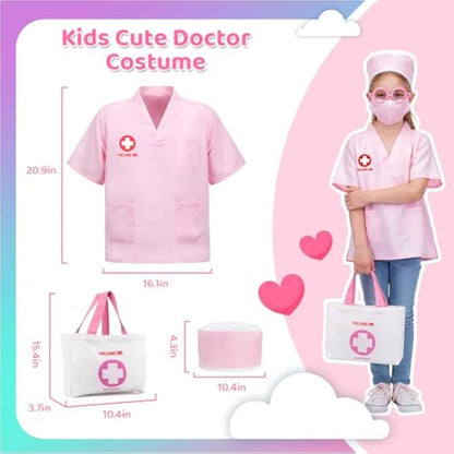 Meland Toy Doctor Kit for Girls, Pretend Play Toy Doctor Set with Dog , Carrying Bag, Stethoscope & Dress Up Costume Gift for Kids Toddlers Ages 3 4 5 6 Year Old for Role Play