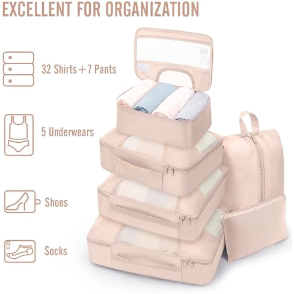 vekens 8-set packing cubes nylon organizer bags for beach vacation cruise ship travel essentials suitcase
