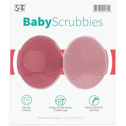 S&T INC. 2-inch silicone exfoliating and massaging cradle cap bath brushes, 2 pack, pink