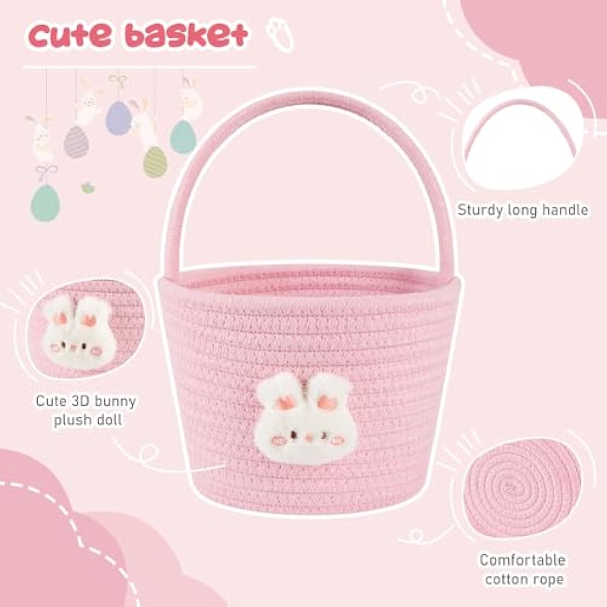 oiahomy-pink-easter-basket-with-handle-personalized-bunny-baskets-for-kids-and-gifts