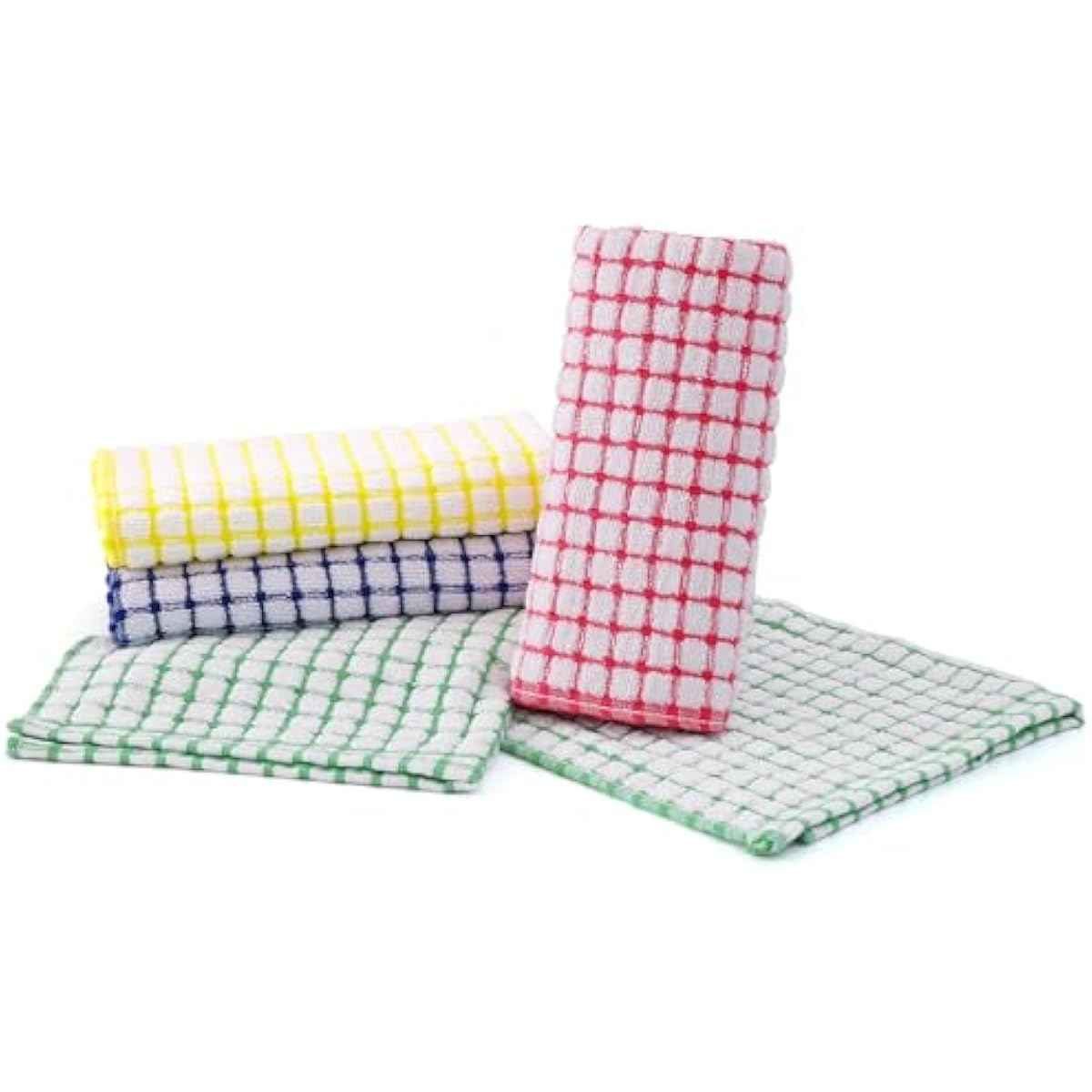 Kitinjoy Cotton 8 Pack Terry Kitchen Dish Cloths, 12 x 12 Inches Super Soft and Absorbent Dish Rags, Quick Drying Dish Towels for Washing Dishes, Mixed Color