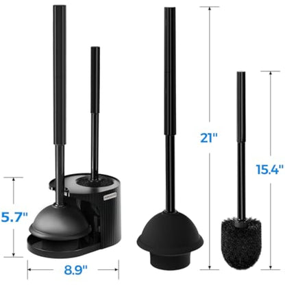 2-in-1 toilet plunger and brush set with extended handle for easy bathroom cleaning and maintenance