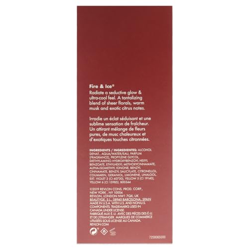Revlon Women's Perfume, Fire & Ice, Eau de Toilette Spray, Floral and Citrus Scent Notes, 1.7 Fl Oz