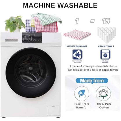 Kitinjoy Cotton 8 Pack Terry Kitchen Dish Cloths, 12 x 12 Inches Super Soft and Absorbent Dish Rags, Quick Drying Dish Towels for Washing Dishes, Mixed Color