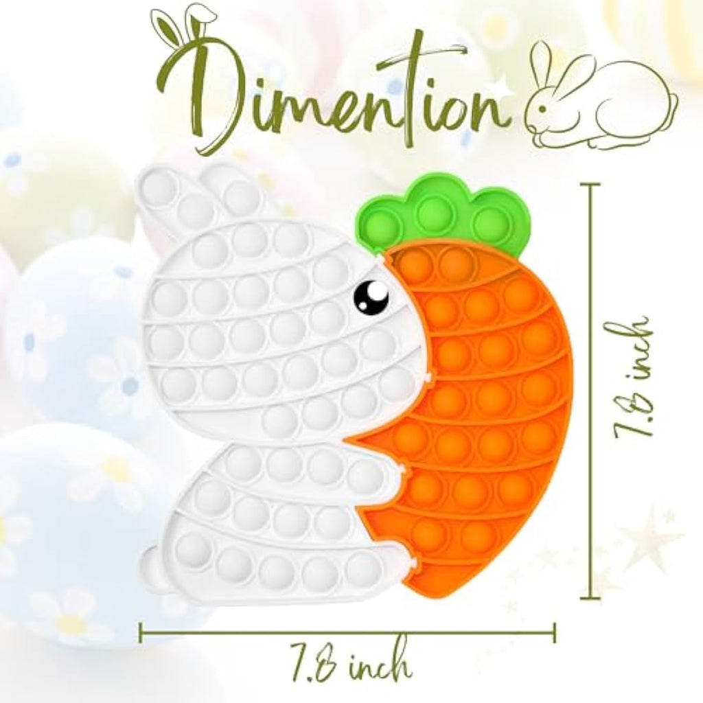 Easter Bunny Poppers, Bunny Carrot Pop Bubble Fidget Sensory Toy, Puzzle Popper, Easter Gifts for Kids,Toddler, Easter Basket for Toddlers Girl, Easter Toys, Stocking Easter Basket Stuffers (White)