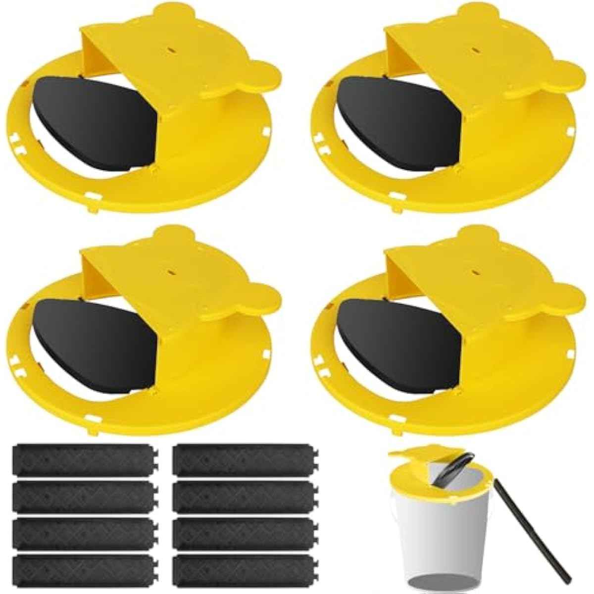 Mouse Trap Bucket - Mouse Traps Indoor for Home - Multi-Catch, Auto-Reset, Humane or Lethal Rat Trap - ABS Material - 5 Gallon Bucket Compatible-4pack