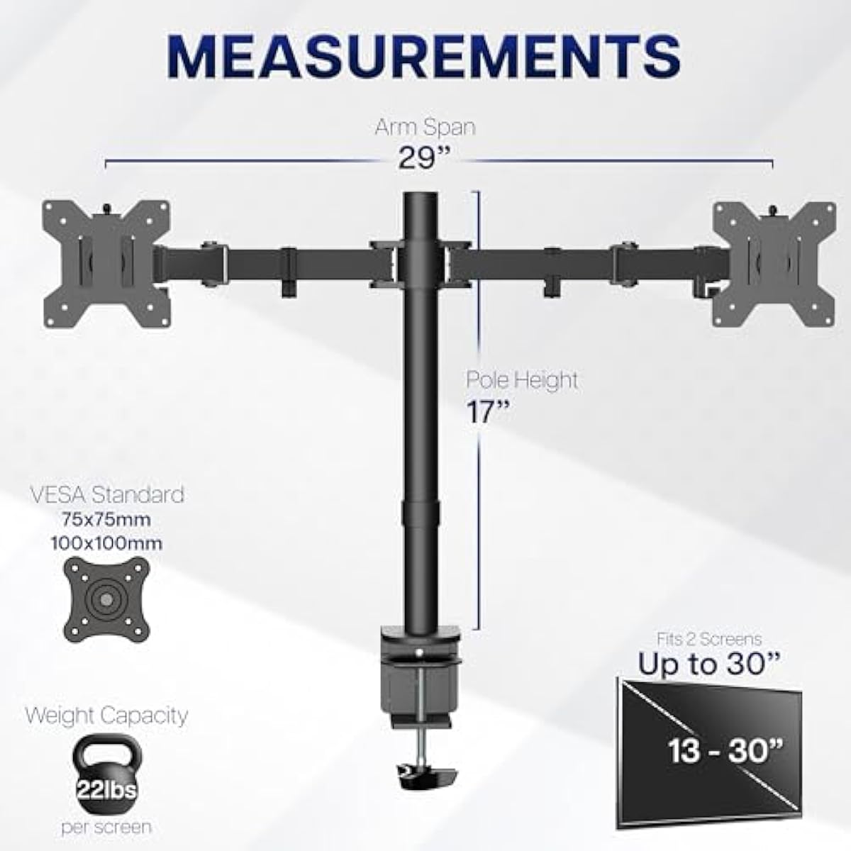 vivo dual monitor desk mount heavy duty fully adjustable steel stand black