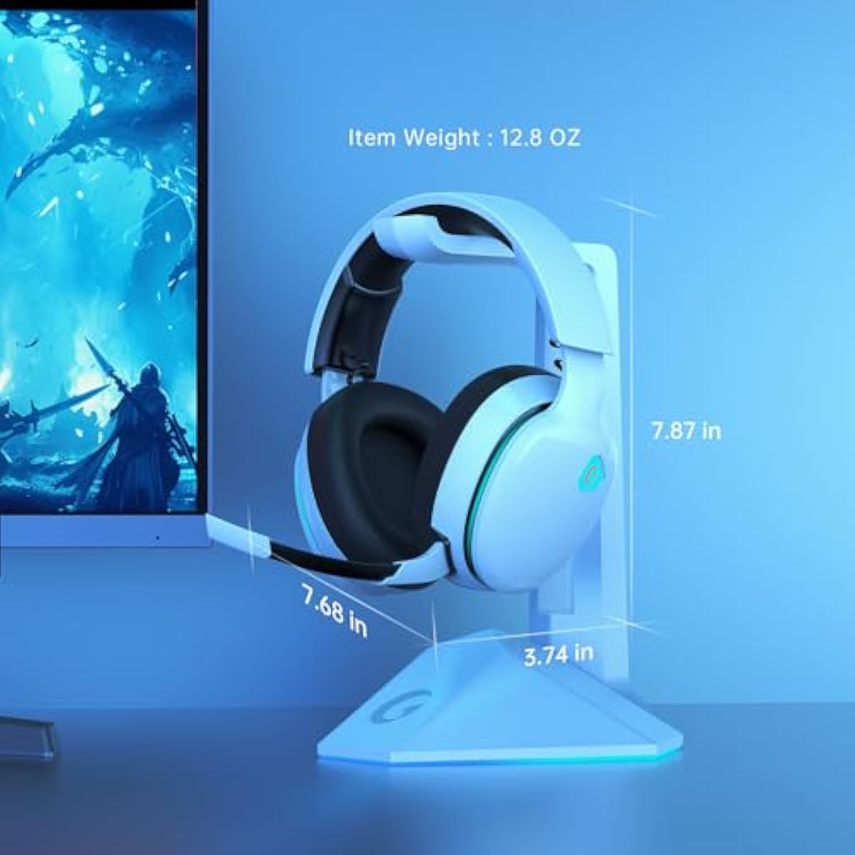 Gtheos 2.4GHz wireless gaming headset for ps5, ps4, nintendo switch and pc with noise canceling mic and 40+hr battery life - white