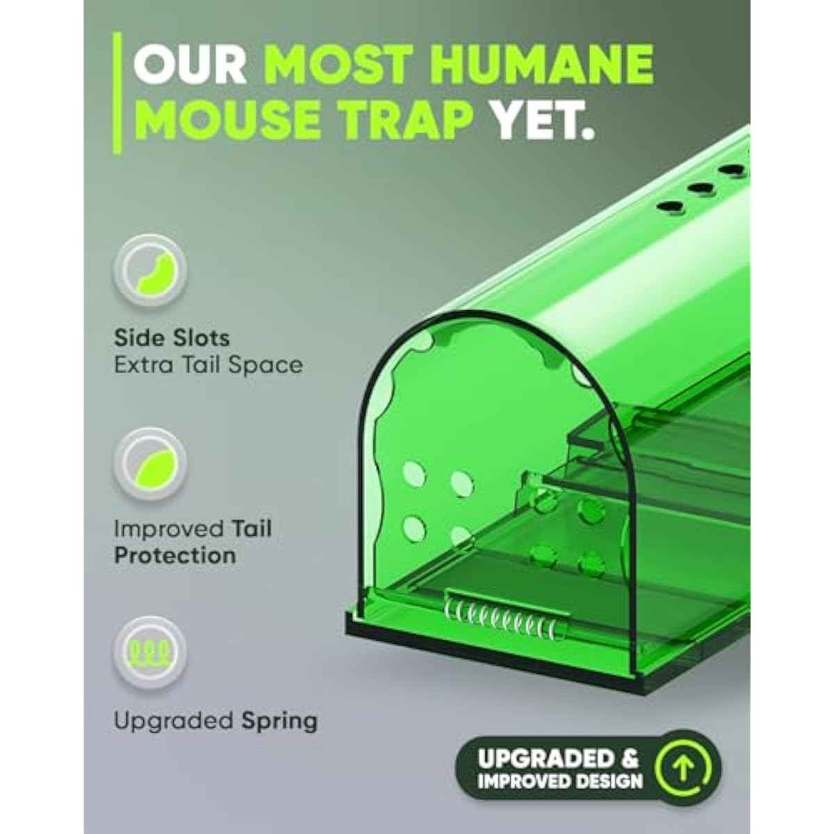 Motel Mouse Humane Mouse Traps No Kill Live Catch and Release 4 Pack - Reusable, Easy to Use & Clean, No Touch Release, Sensitive Includes Cleaning Brush, Instruction Manual & Video - Mousetrap Indoor