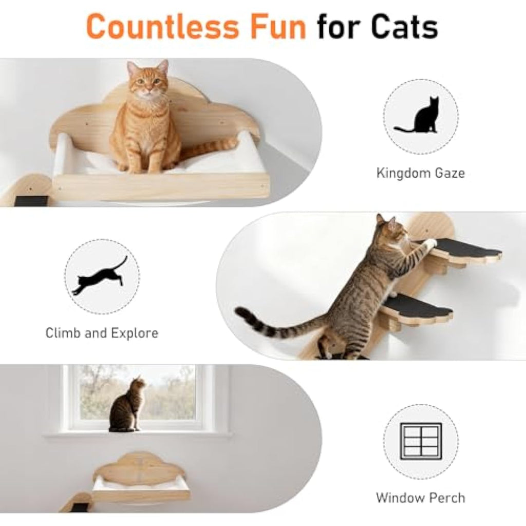 xiaz cat wall hammock mounted bed with 4 climbing steps for indoor cats up to 30lbs