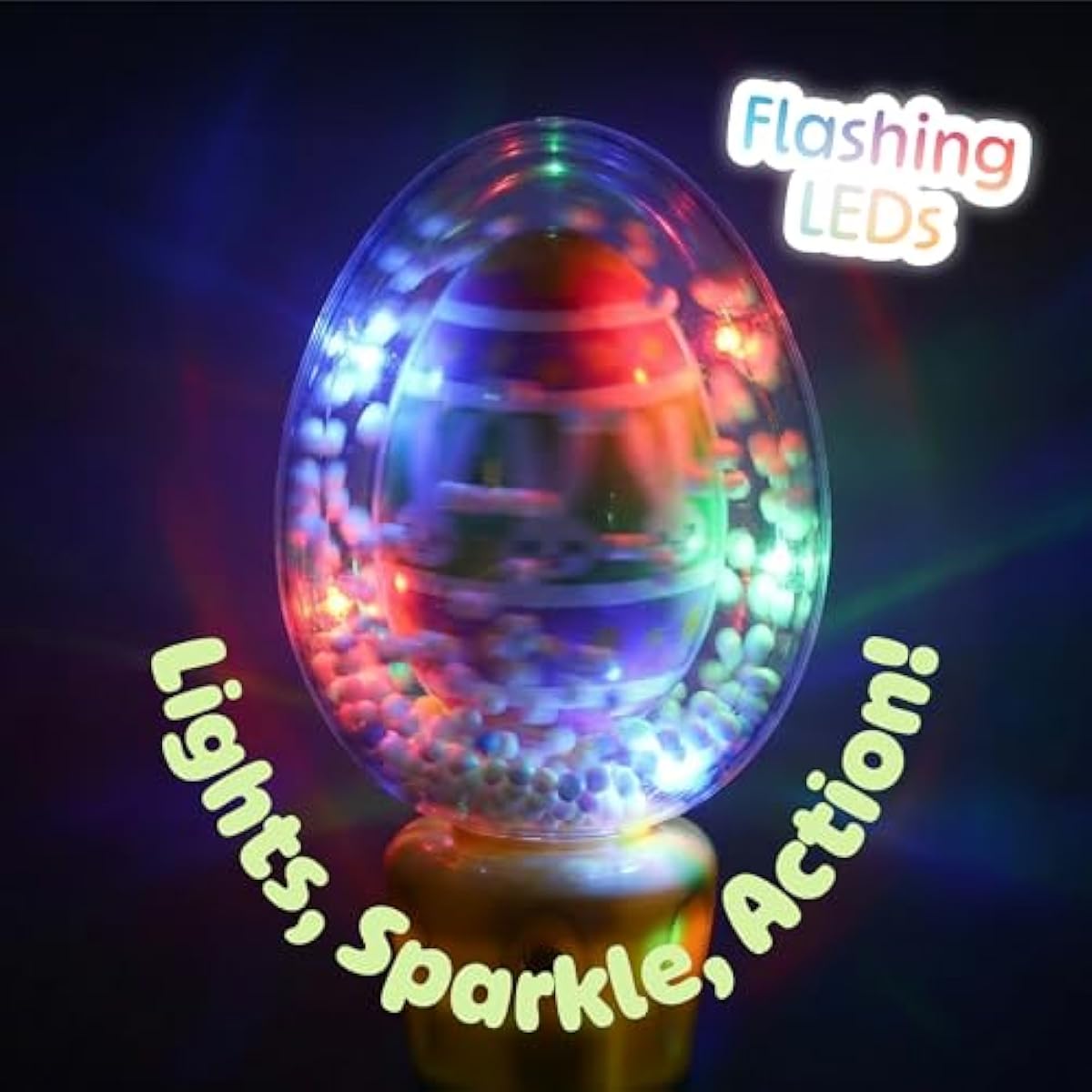 ArtCreativity Easter Egg Magic Ball Wand -7.5" - Custom Egg-Shaped Top Light Up Magic Ball Toy Wands for Kids with Batteries - Flashing LED Wands for Boys & Girls, Fun Gift or Birthday Party Favor