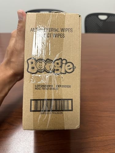 Boogie Antibacterial Hand Wipes, 100 Total Wipes, 5 Packs of 20, Alcohol Free, Hypoallergenic, Moisturizing Aloe for Kids and Adults