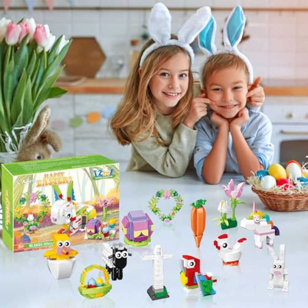 12-piece easter rabbit building blocks set for kids 6+