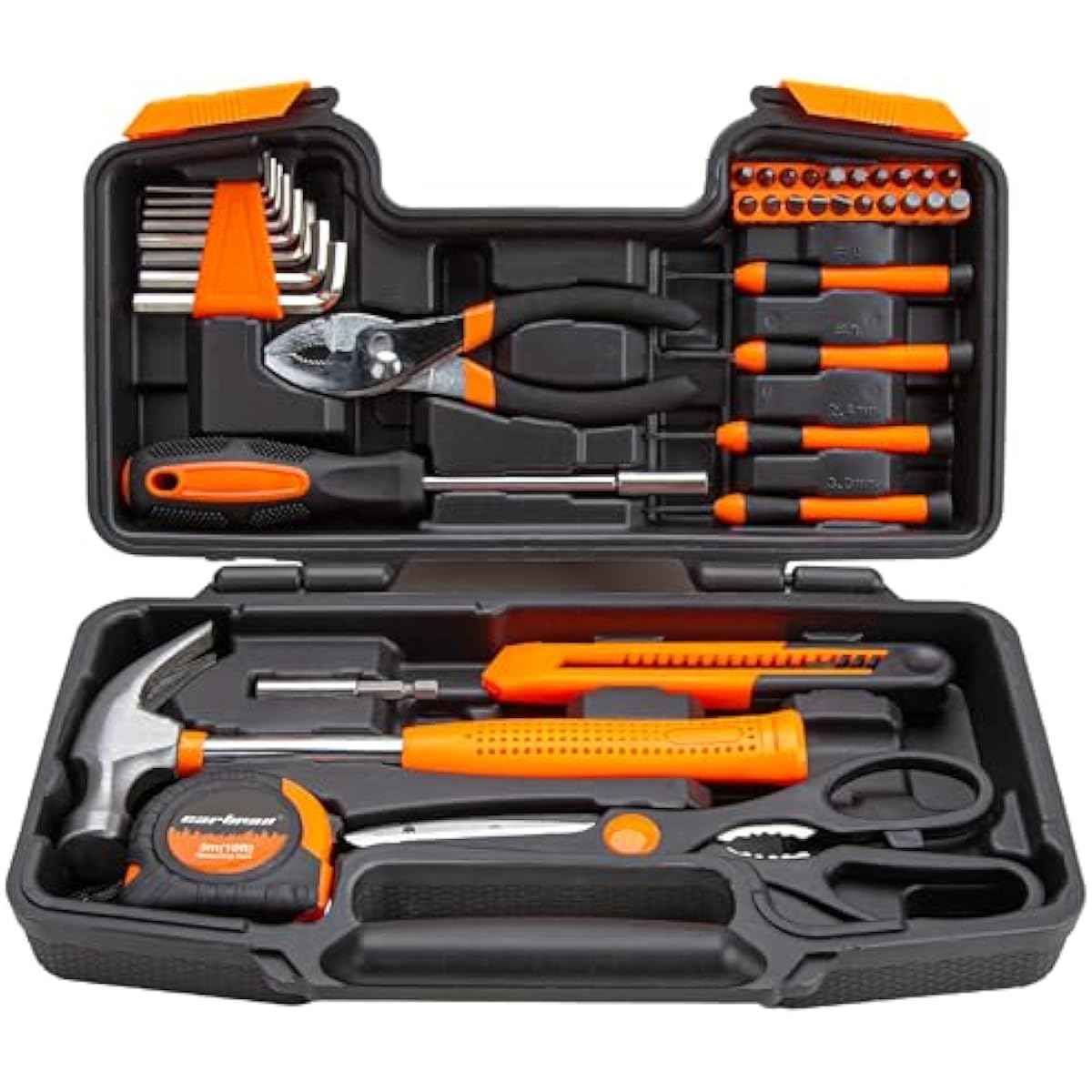 CARTMAN 39 Piece Tool Set General Household Hand Kit with Plastic Toolbox Storage Case Orange