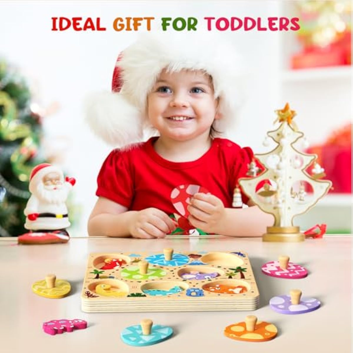 Montessori wooden puzzles for toddlers, 8pcs dinosaur egg matching, educational preschool learning toys