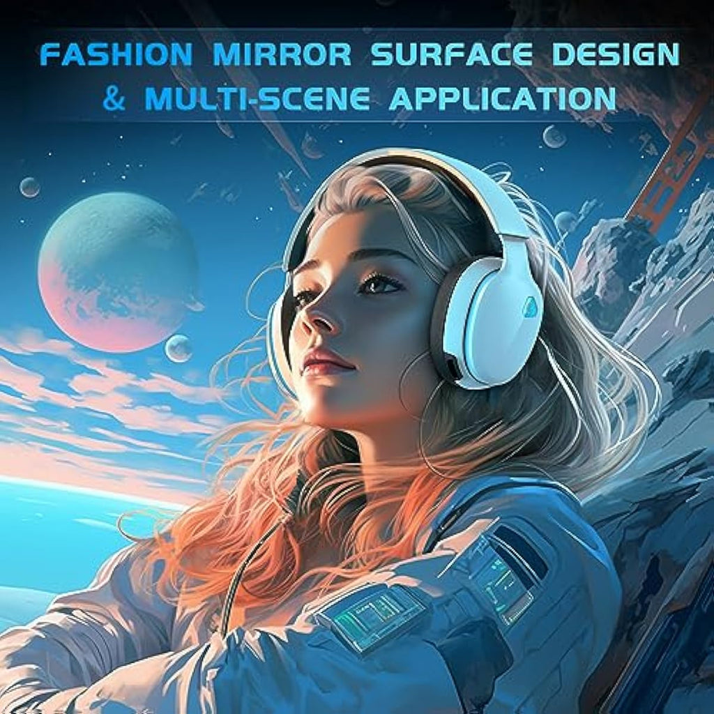 Gtheos 2.4GHz wireless gaming headset for ps5, ps4, nintendo switch and pc with noise canceling mic and 40+hr battery life - white