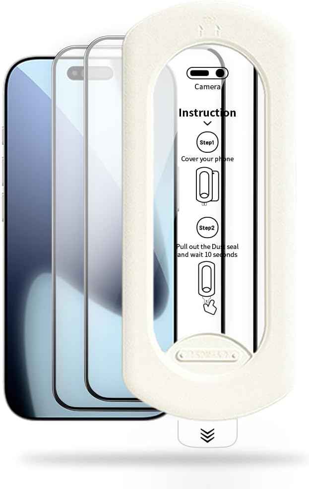 tempered glass screen protector for iPhone 17 with Auto-Alignment Kit, Auto Dust, 9H+ Military Grade Shatterproof, Glass Film, HD Clear, Case Friendly