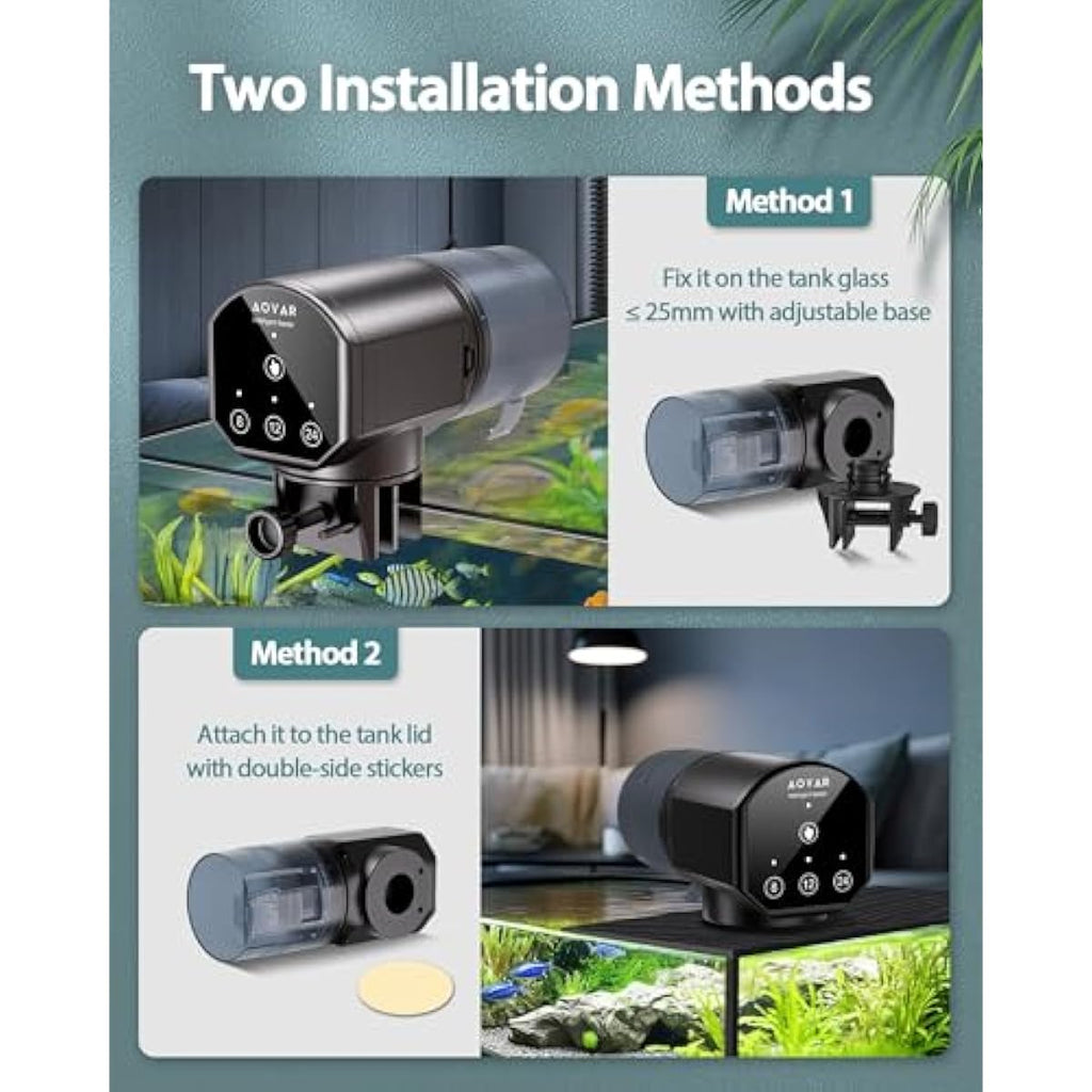 Automatic Fish Feeder for Small Aquariums: 200ml Large Capacity Auto Feeders with Battery Timer for Betta Koi and Turtles