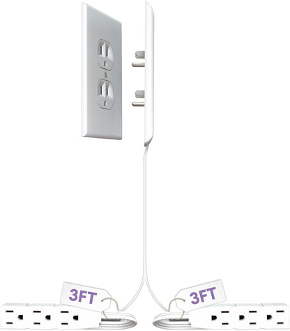Sleek Socket original flat ultra-thin outlet concealer with extension cord kit, 3ft, multi-outlet power strip for home improvement