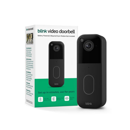 Blink Video Doorbell (newest model) – Head-to-toe HD view, two-year battery life, and simple setup. Required Sync Module not included – Add-On (Black)