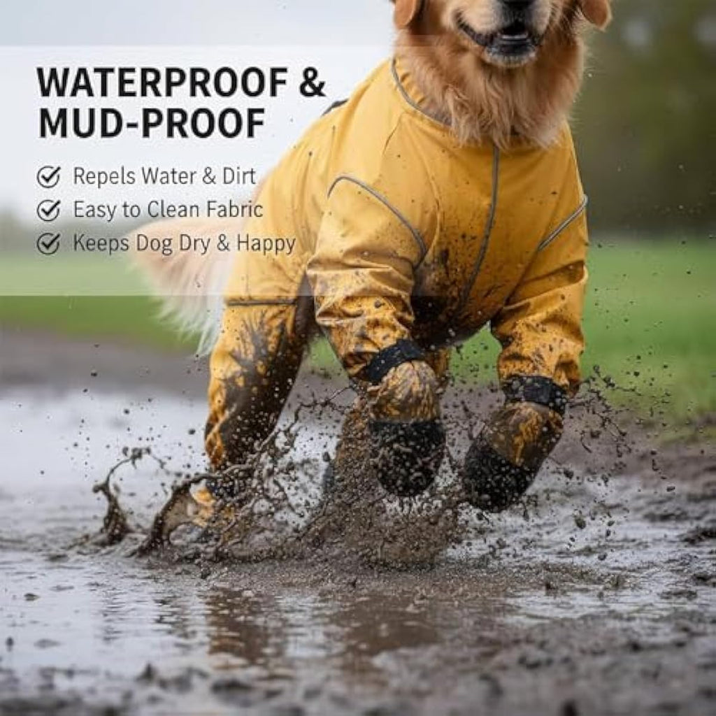 Dog Snow Suit with Attached Boots, PU Water-Resistant Winter Hiking Leggings for Outdoor Adventures