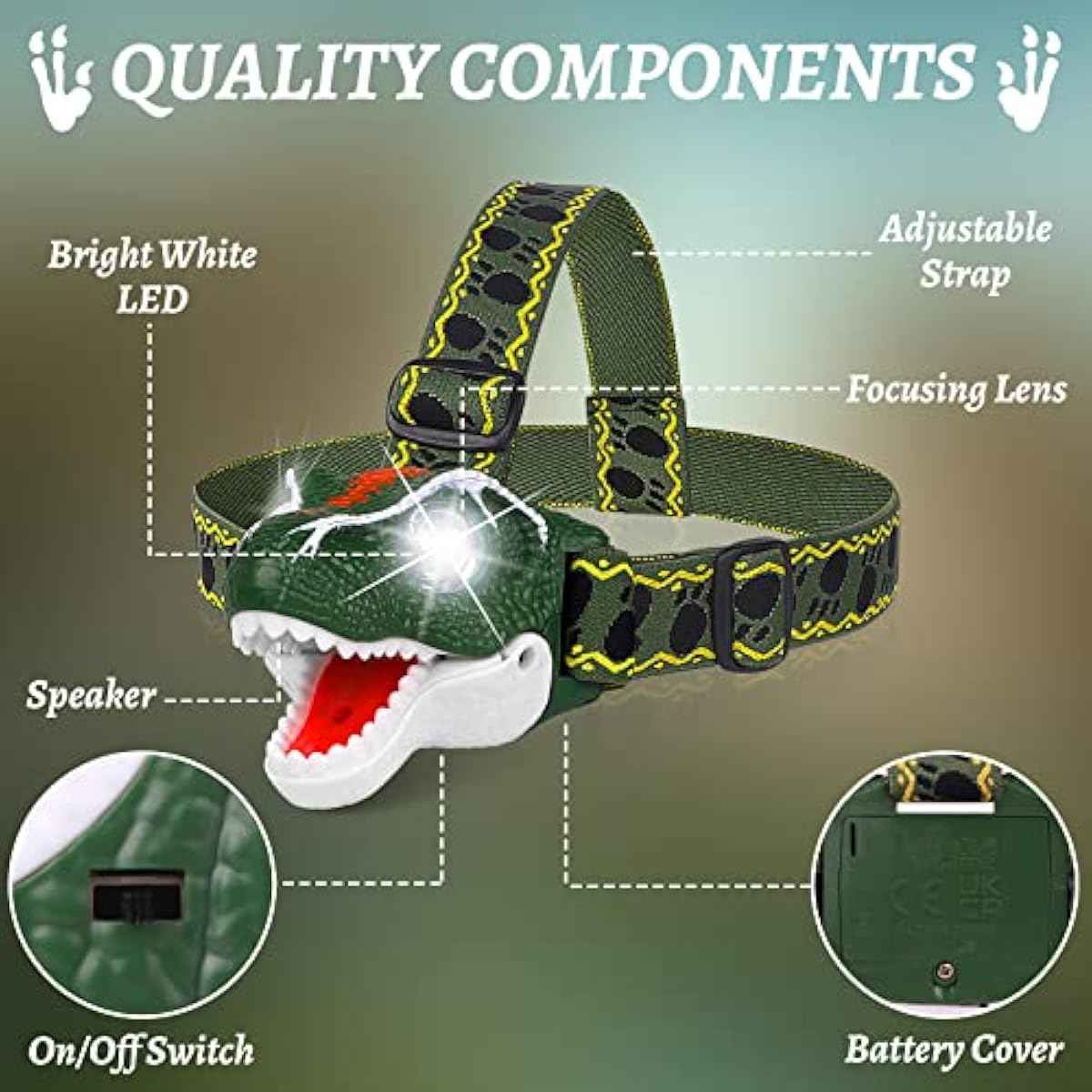 DX DA XIN Dinosaur Headlamp T-Rex LED Headlamps for Kids Flashlights Camping Gear - Dinosaur Toys for Boys Girls Toddlers Outdoor Toys for Kids Birthday Halloween Stocking Stuffers