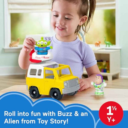 Fisher-Price Little People Toddler Toy Disney & Pixar Toy Story Pizza Planet Truck with Buzz Lightyear & Alien Figures for Kids Ages 18+ Months