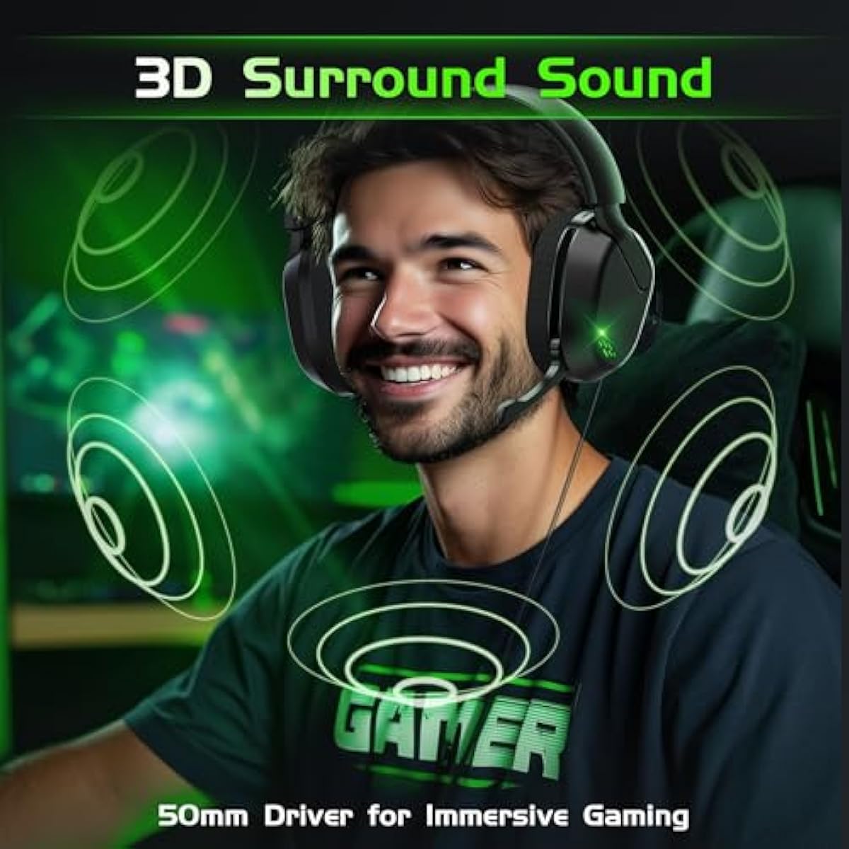 Black wireless gaming headset for Xbox Series X/S, Xbox One, PS5, PC, and Mac with Bluetooth 6.0 and flip-to-mute noise-canceling mic