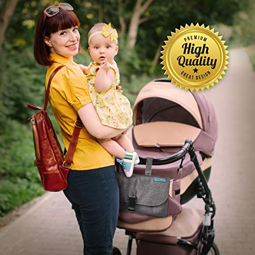 Kopi Baby Portable Diaper Changing Pad - Grey, Classic, 7.35 x 11.5 inches, Foldable, Infant Travel Station Kit, Newborn Gift