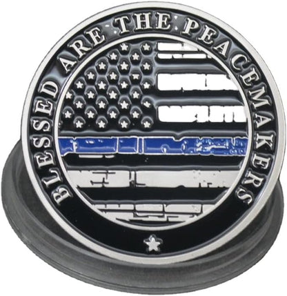 Saint Michael Patron Saint of Law Enforcement Challenge Coin The Thin Blue Line Silver Plated Coins