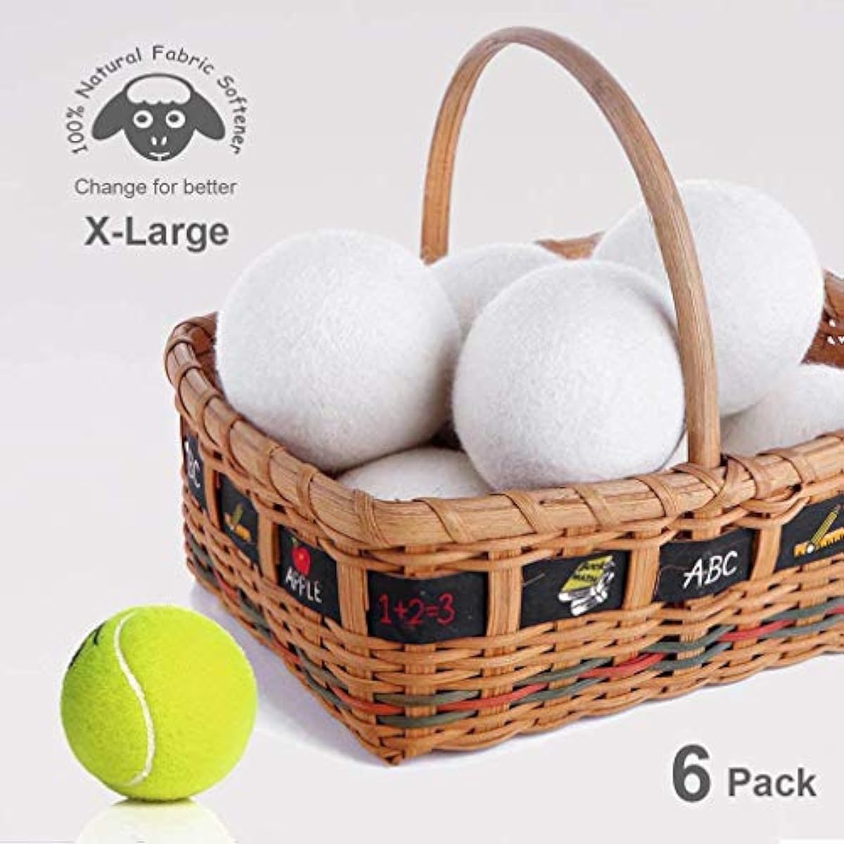 wool dryer balls organic xl 6-pack 100% new zealand wool chemical free softener for 1000+ loads baby safe