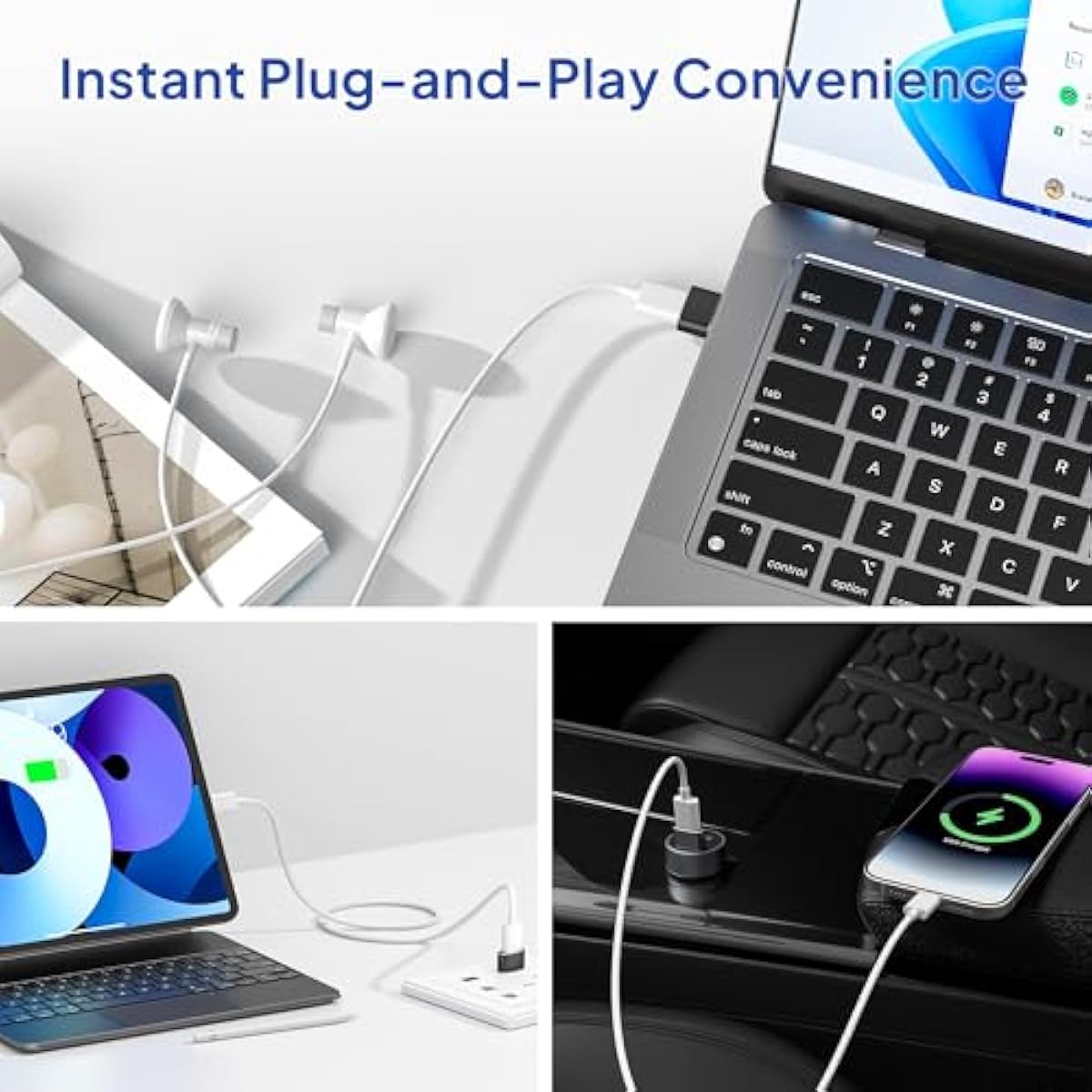 USB to USB-C Adapter for iPhone and Samsung, 4-Pack, Aluminum Alloy, Compact Design