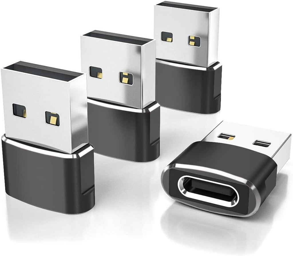 USB to USB-C Adapter for iPhone and Samsung, 4-Pack, Aluminum Alloy, Compact Design