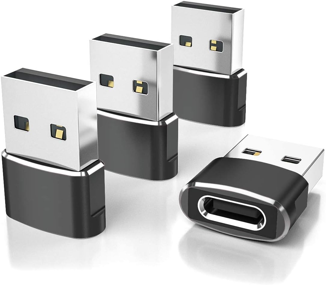 USB to USB-C Adapter for iPhone and Samsung, 4-Pack, Aluminum Alloy, Compact Design
