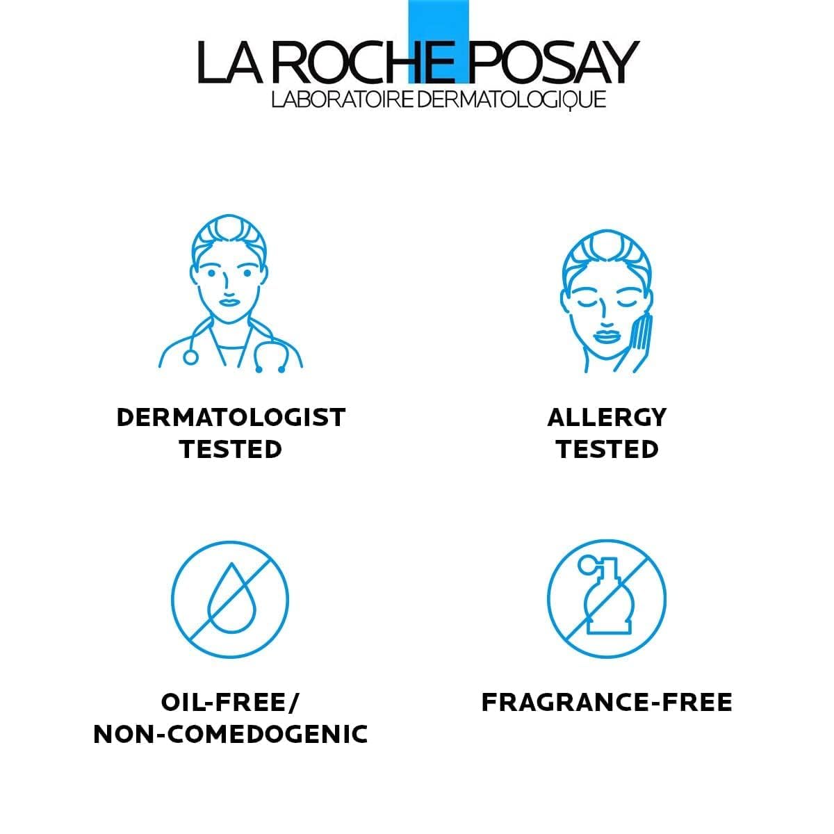 la roche posay effaclar medicated gel cleanser, 2% salicylic acid, lha, glycerin, oil free, dermatologist tested face wash for acne prone skin