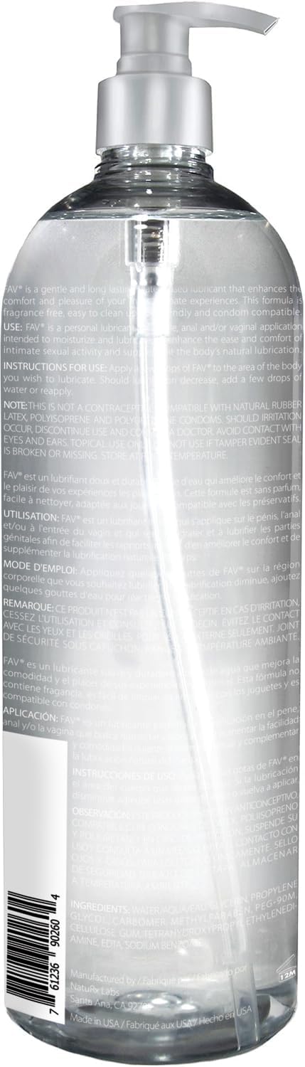 FAV water-based luxury personal lubricant for women, men, and couples, 33.5 fl oz