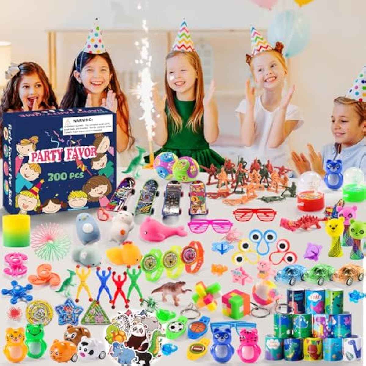 300 PCS Party Favor for Kids Goodie Bags Stuffers, Prize Box Toys for Kids Classroom Bulk, Small Fidget Toys Pinata Fillers, Treasure Chest for Students Rewards, Carnival Prizes, Birthday Gifts