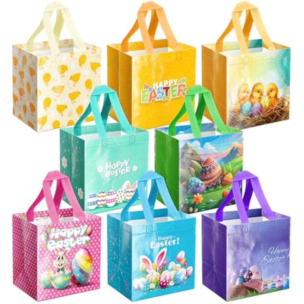 ysmile non-woven easter gift bags for kids reusable treat bags 8 pack small egg hunt basket